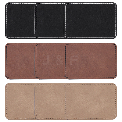 9Pcs 3 Colors Imitation Leather Laserable Label Tags DIY-FG0003-46-1