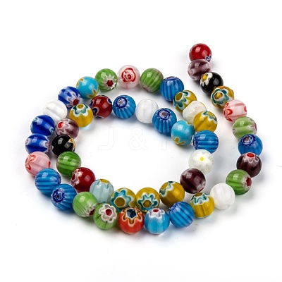 Handmade Millefiori Glass Lampwork Beads Strands X-LK14-1
