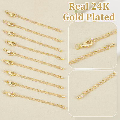 24 Sets Long-Lasting Plated Brass Chain Extender KK-UN0002-51-1