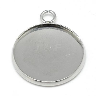Tarnish Resistant 304 Stainless Steel Pendant Cabochon Settings X-STAS-T008-128-1