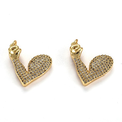 Brass Micro Pave Clear Cubic Zirconia Pendants ZIRC-L100-014G-1