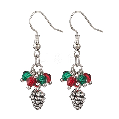 Brass Glass Dangle Earrings EJEW-JE06636-1