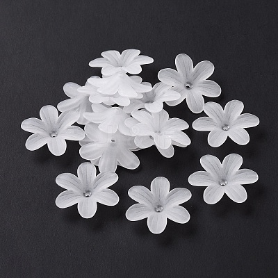 6-Petal Transparent Acrylic Bead Caps X-OACR-A017-14-1