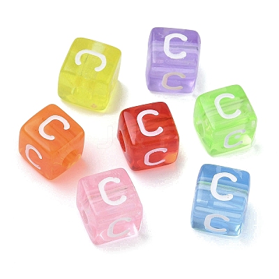 Spray Painted Transparent Acrylic Beads MACR-K365-07C-1