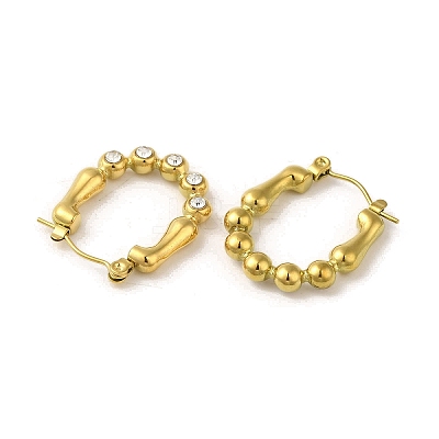 304 Stainless Steel Pave Crystal Rhinestone Hoop Earrings for Women EJEW-B054-25G-1