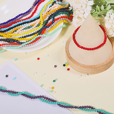 21 Strands 21 Colors Opaque Solid Color Glass Beads Strands EGLA-GO0001-03-1