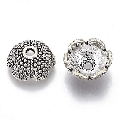 6-Petal Tibetan Style Alloy Bead Caps TIBE-S320-137AS-LF-1