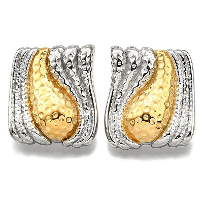 304 Stainless Steel Two-tone Stud Earrings for Women EJEW-R023-01GP-02-1