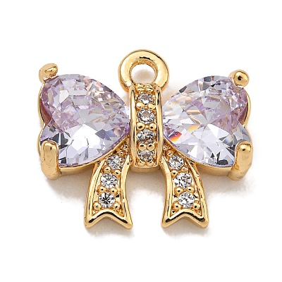 Brass Micro Pave Cubic Zirconia Charms KK-U037-18G-02-1