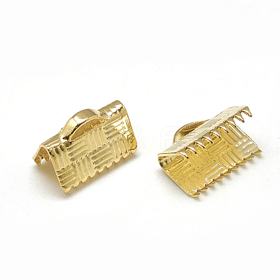 Brass Ribbon Crimp Ends KK-T032-146G-1