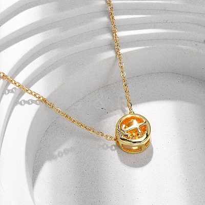 Brass Pave Cubic Zirconia Birth Stone Constellation Pendant Cable Chain Necklaces NJEW-D334-01G-04-1