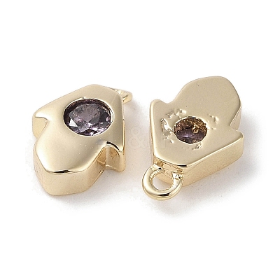Brass Micro Pave Cubic Zirconia Charms KK-G491-27G-02-1