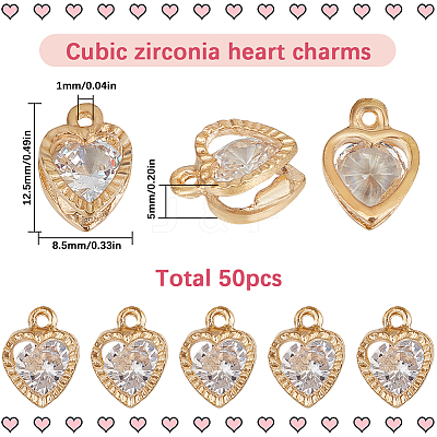 50Pcs Heart Alloy Charms ZIRC-SC0001-32G-1