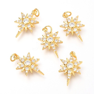 Brass Micro Pave Clear Cubic Zirconia Pendants ZIRC-O036-18G-1