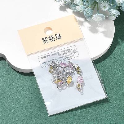 SHEGRACE Brass Pave Cubic Zirconia Oval Connector Charms XGRQ2O679-437P-1