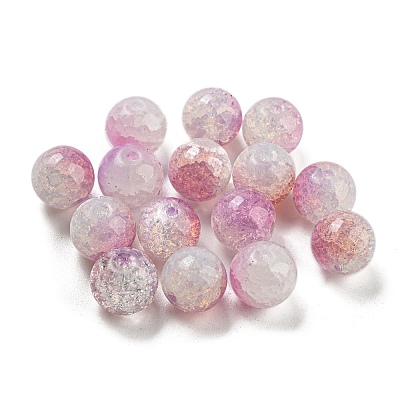 Transparent Spray Painting Crackle Glass Beads GLAA-L046-01A-06-1