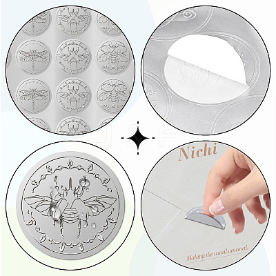 24 Sheets Silver Foil Paper Picture Stickers STIC-WH0031-003-1
