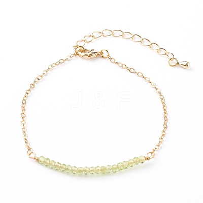 May Birthstone Natural Peridot Beaded Bracelets BJEW-JB06092-05-1
