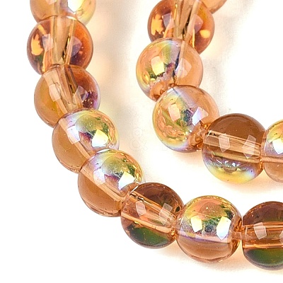 Electroplate Transparent Glass Beads Strands EGLA-Q132-4MM-A08-1