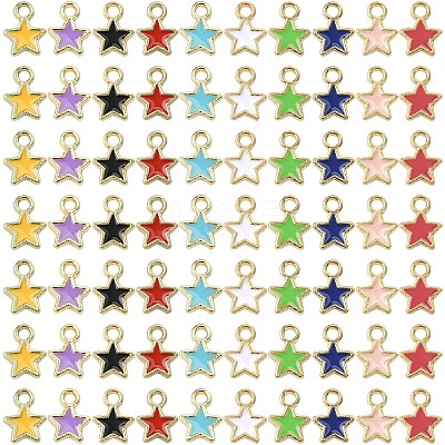 150Pcs Eco-friendly Alloy Enamel Star Charms ENAM-YW0005-87-1