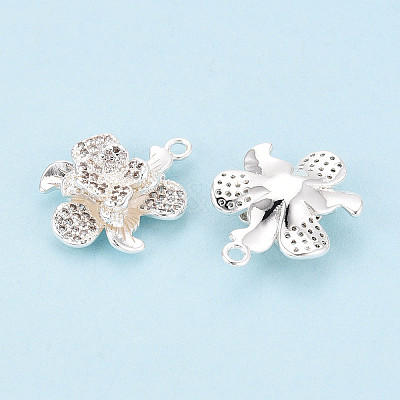 Brass Micro Pave Clear Cubic Zirconia Pendants KK-T077-30S-1