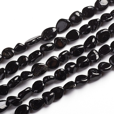 Natural Black Tourmaline Beads Strands X-G-D0002-B39-1