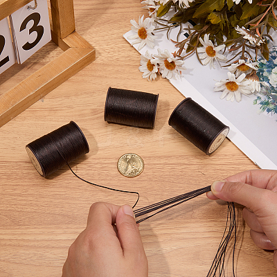 3 Rolls Flat Waxed Polyester Thread String YC-CL0001-02B-1