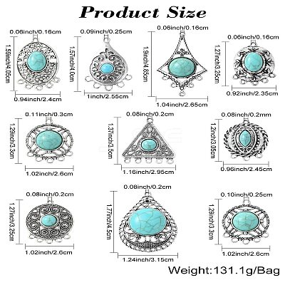 20Pcs 10 Styles Tibetan Style Alloy Chandelier Component Links FIND-CJ0002-36-1