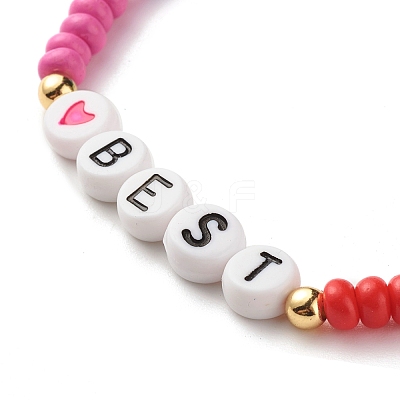 Word BEST Stretch Bracelets BJEW-JB07524-05-1
