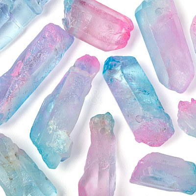 3Pcs Electroplate Natural Quartz Crystal Beads Strands G-FS0001-66-1