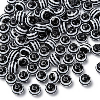 Round Striped Resin Beads X-RESI-R158-10mm-11-1