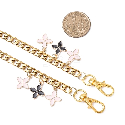 Alloy Enamel Flower Charm 304 Stainless Steel Cuban Link Chain Bag Decorative Chains FIND-JF00160-03-1