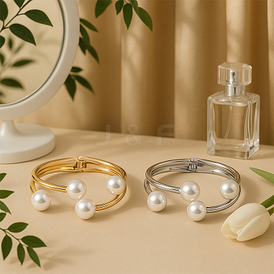 2Pcs 2 Colors Alloy Cuff Bangles BJEW-GO0001-06-1