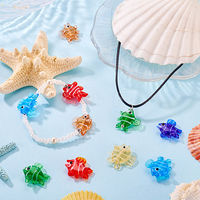 6Pcs 6 Colors Handmade Lampwork Beads Strands LAMP-TA0002-44-1