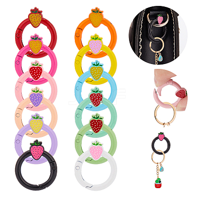 12Pcs 12 Colors Spray Painted Alloy Spring Gate Rings FIND-WR0010-44-1