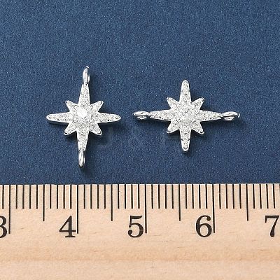 Brass Micro Pave Clear Cubic Zirconia Connector Charms KK-P355-28S-1