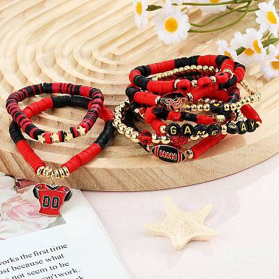 1 Set Handmade Polymer Clay Heishi Beads Stretch Bracelets Set BJEW-SZ0002-67A-02-1