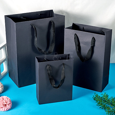 15Pcs 3 Sizes Rectangle Paper Gift Storage Tote Bags with Handle ABAG-TA0001-73B-1