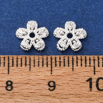 925 Sterling Silver Clear Cubic Zirconia Bead Caps STER-A047-07C-S-1