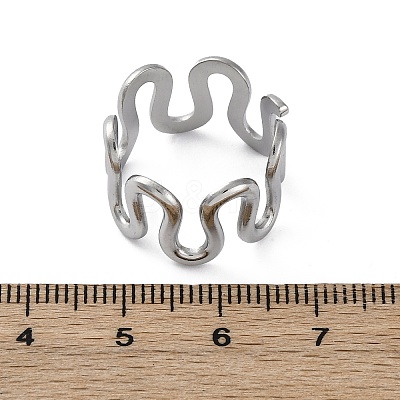 Wave 304 Stainless Steel Finger Rings for Women RJEW-F174-06P-1
