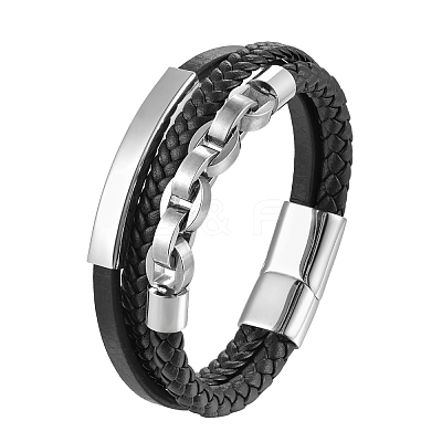 Imitation Leather Triple Layer Multi-strand Bracelets PW-WGE5FDB-02-1