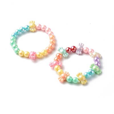 Opaque Acrylic Beads Stretch Bracelet Sets for Kids BJEW-JB06405-1