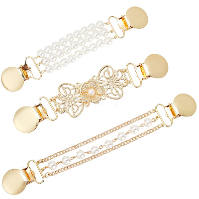 3Pcs 3 Styles Alloy Cardigan Clips FIND-GF0008-21-1