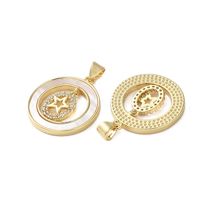 Brass Micro Pave Cubic Zirconia Pendants KK-U070-02A-G-1