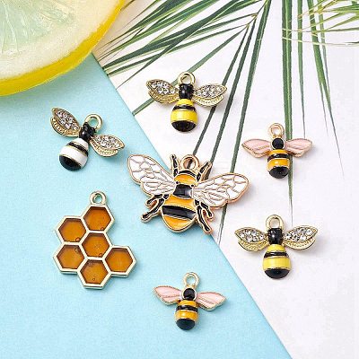 10Pcs 5 Styles Alloy Enamel Pendants ENAM-YW0003-41-1