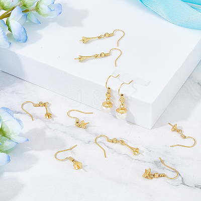 30Pcs 3 Style Rack Plating Brass Earring Hooks KK-DC0002-04-1