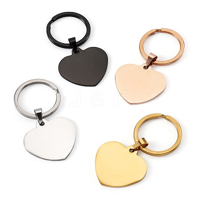 4Pcs 4 Styles Stainless Steel Keychains KEYC-TA0004-81G-1