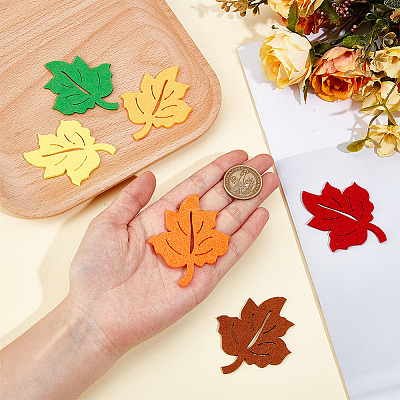 4 Sets Leaf Wool Needle Felting Decoration DIY-MA0006-83A-1