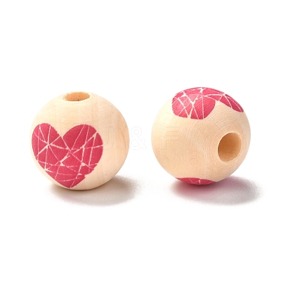 Printed Wood European Beads WOOD-F011-03B-1