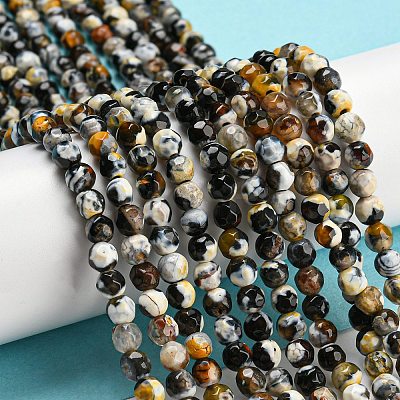 Dyed Natural Fire Crackle Agate Beads Strands G-G007-01A-1